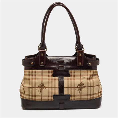 burberry brown haymarket check canvas tote shoulder bag purse|BURBERRY Haymarket Check Small Canterbury Tote Brown.